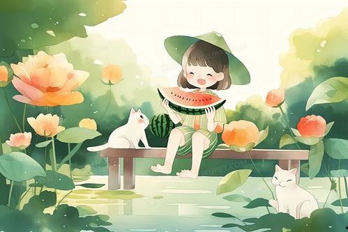 吃瓜女婴插画图片,揭秘吃瓜女婴的奇幻插画故事